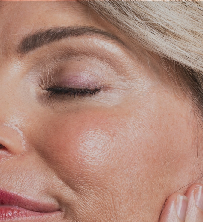 Southern Face and Body lady facing the left with smooth skin and eyes closed